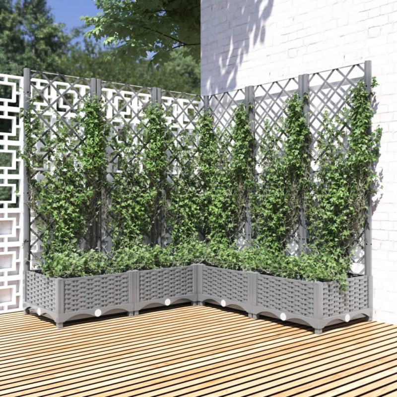 vidaXL Jardinera con enrejado PP gris claro 120x120x121,5 cm vidaXL Jardinera con enrejado PP gris claro 120x120x121,5 cm