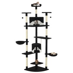 vidaXL Rascador para gatos con poste de sisal negro y blanco 203 cm