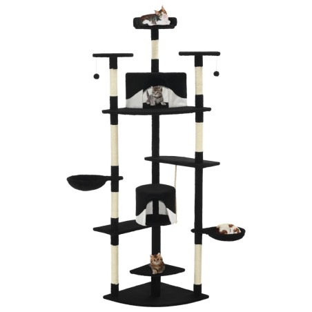 vidaXL Rascador para gatos con poste de sisal negro y blanco 203 cm