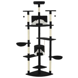 vidaXL Rascador para gatos con poste de sisal negro y blanco 203 cm