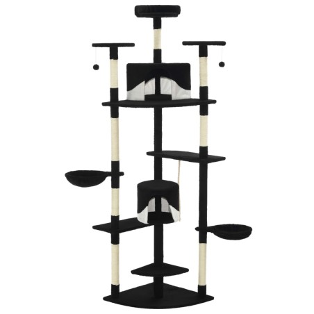 vidaXL Rascador para gatos con poste de sisal negro y blanco 203 cm