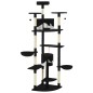 vidaXL Rascador para gatos con poste de sisal negro y blanco 203 cm
