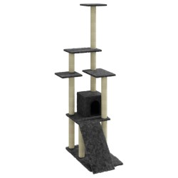 vidaXL Rascador para gatos con postes de sisal gris oscuro 155 cm