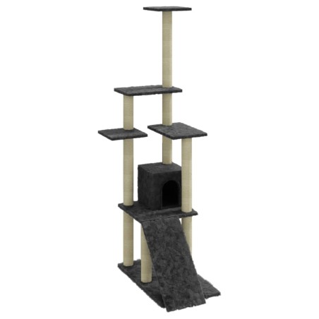 vidaXL Rascador para gatos con postes de sisal gris oscuro 155 cm