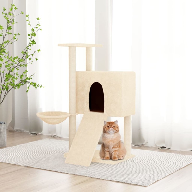 vidaXL Rascador para gatos con postes de sisal crema 96 cm vidaXL Rascador para gatos con postes de sisal crema 96 cm