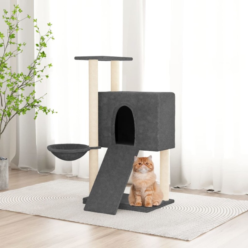 vidaXL Rascador para gatos con postes de sisal gris oscuro 96 cm vidaXL Rascador para gatos con postes de sisal gris oscuro 96 cm