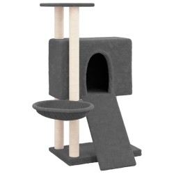 vidaXL Rascador para gatos con postes de sisal gris oscuro 96 cm