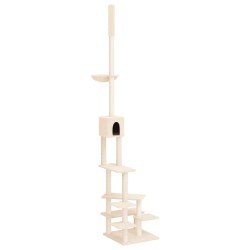 vidaXL Árbol rascador para gatos de suelo a techo crema 268,5-294,5 cm