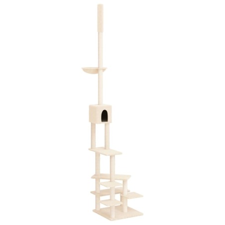 vidaXL Árbol rascador para gatos de suelo a techo crema 268,5-294,5 cm