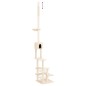 vidaXL Árbol rascador para gatos de suelo a techo crema 268,5-294,5 cm