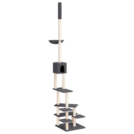 vidaXL Árbol rascador gatos suelo a techo gris oscuro 268,5-294,5 cm