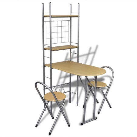 vidaXL Juego de muebles de barra de cocina plegable con 2 sillas