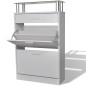 vidaXL Mueble zapatero con cajón y estante superior de vidrio blanco