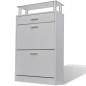 vidaXL Mueble zapatero con cajón y estante superior de vidrio blanco