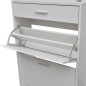 vidaXL Mueble zapatero con cajón y estante superior de vidrio blanco