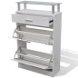 vidaXL Mueble zapatero con cajón y estante superior de vidrio blanco