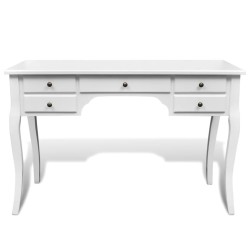 vidaXL Escritorio francés de madera con patas curvadas y 5 cajones