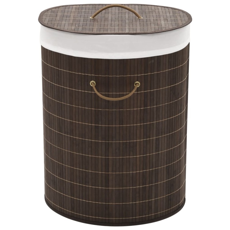 vidaXL Cesto de la ropa de bambú ovalado marrón oscuro vidaXL Cesto de la ropa de bambú ovalado marrón oscuro