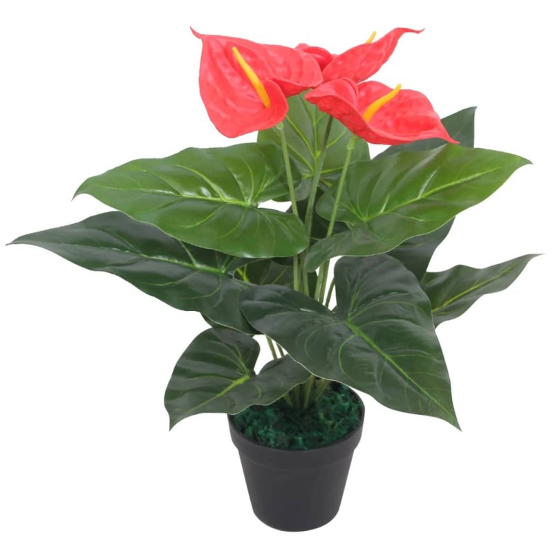 vidaXL Planta de anturio artificial con maceta 45 cm roja y amarilla vidaXL Planta de anturio artificial con maceta 45 cm roja y amarilla