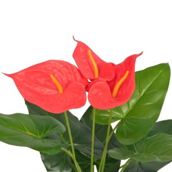 vidaXL Planta de anturio artificial con maceta 45 cm roja y amarilla