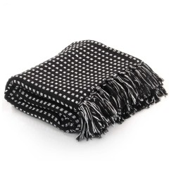 vidaXL Manta a cuadros de algodón negro 160x210 cm