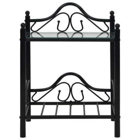vidaXL Mesita de noche de acero y vidrio templado 45x30,5x60 cm negro