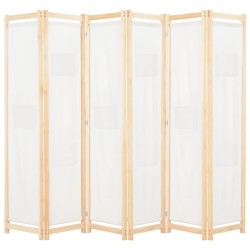 vidaXL Biombo divisor de 6 paneles de tela color crema 240x170x4 cm  