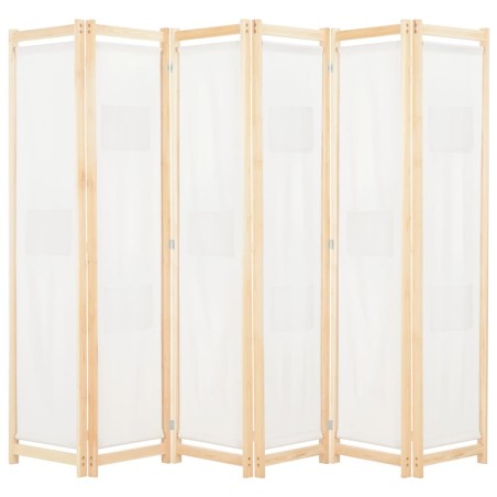 vidaXL Biombo divisor de 6 paneles de tela color crema 240x170x4 cm  