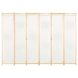 vidaXL Biombo divisor de 6 paneles de tela color crema 240x170x4 cm  