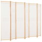 vidaXL Biombo divisor de 6 paneles de tela color crema 240x170x4 cm vidaXL Biombo divisor de 6 paneles de tela color crema 240x170x4 cm