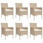 vidaXL Set comedor de jardín 7 pzas con cojines ratán sintético beige