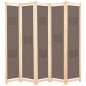 vidaXL Biombo divisor de 5 paneles de tela marrón 200x170x4 cm vidaXL Biombo divisor de 5 paneles de tela marrón 200x170x4 cm