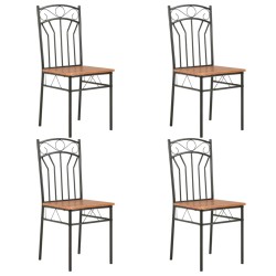 vidaXL Sillas de comedor 4 unidades MDF marrón