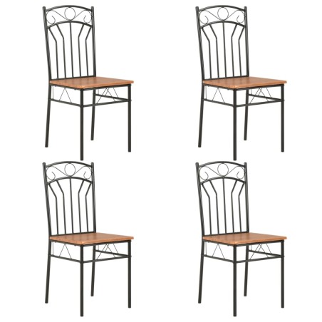 vidaXL Sillas de comedor 4 unidades MDF marrón