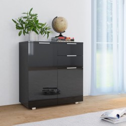 vidaXL Aparador de aglomerado negro brillante 71x35x80 cm