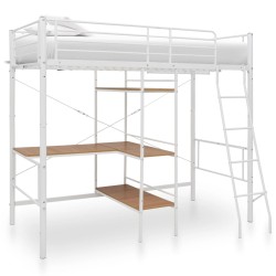 vidaXL Estructura de litera con mesa de metal blanco 90x200 cm