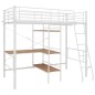 vidaXL Estructura de litera con mesa de metal blanco 90x200 cm