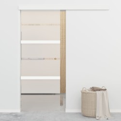 vidaXL Puerta corredera con tope suave vidrio ESG y aluminio 76x205 cm