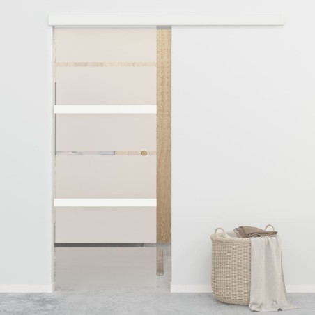 vidaXL Puerta corredera con tope suave vidrio ESG y aluminio 76x205 cm