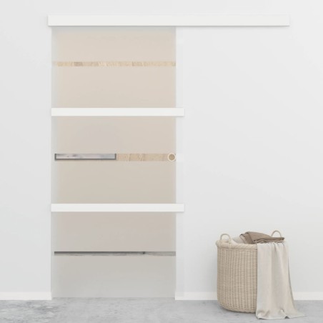 vidaXL Puerta corredera con topes suaves vidrio ESG plata 102,5x205 cm