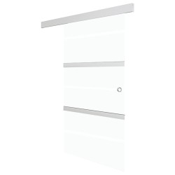 vidaXL Puerta corredera con topes suaves vidrio ESG plata 102,5x205 cm