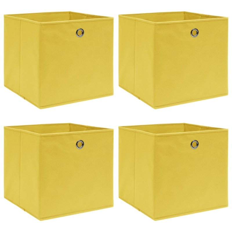 vidaXL Cajas de almacenaje 4 uds tela amarillo 32x32x32 cm vidaXL Cajas de almacenaje 4 uds tela amarillo 32x32x32 cm