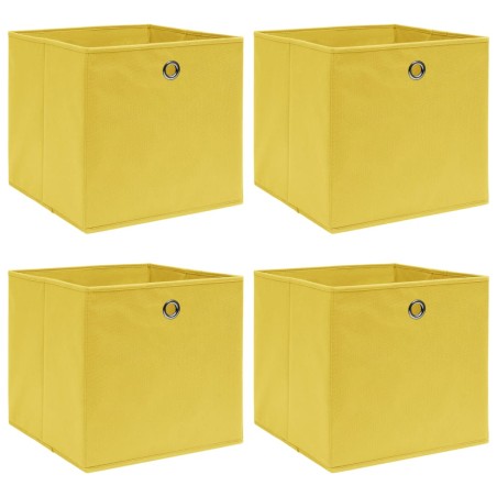 vidaXL Cajas de almacenaje 4 uds tela amarillo 32x32x32 cm