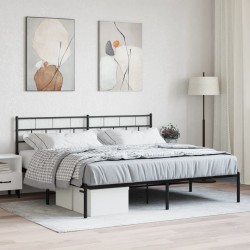 vidaXL Estructura de cama con cabecero metal negro 200x200 cm