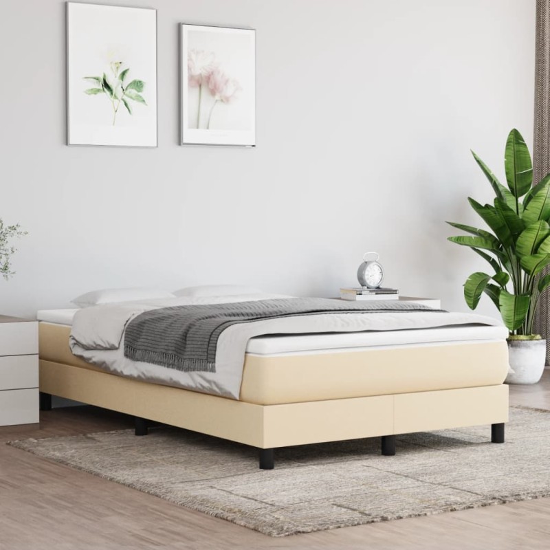 vidaXL Estructura de cama box spring tela color crema 120x200 cm vidaXL Estructura de cama box spring tela color crema 120x200 cm