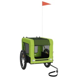 vidaXL Remolque de bicicleta mascotas hierro tela Oxford verde negro