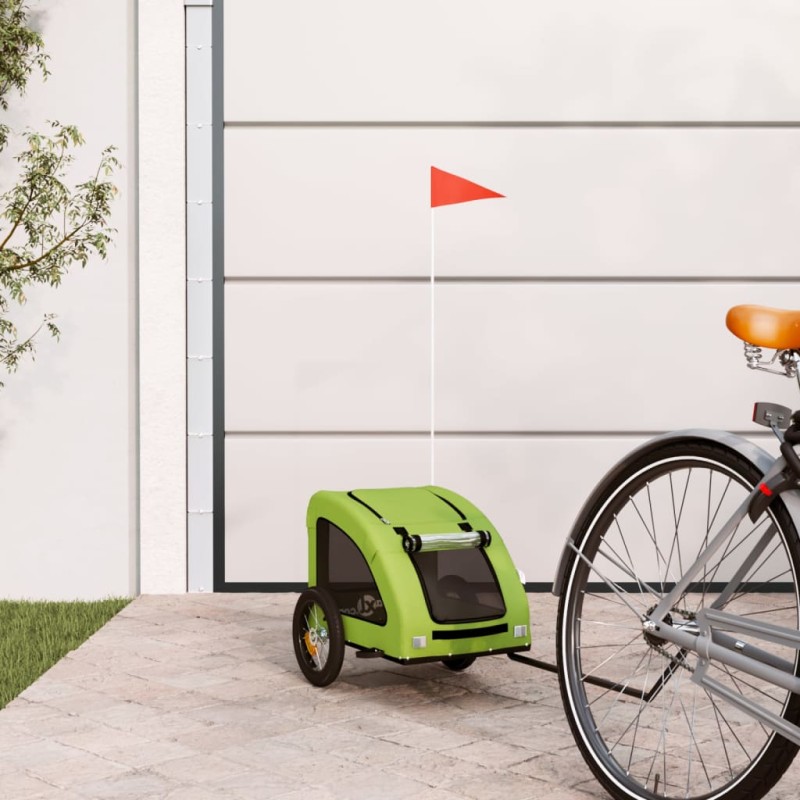 vidaXL Remolque de bicicleta mascotas hierro tela Oxford verde vidaXL Remolque de bicicleta mascotas hierro tela Oxford verde