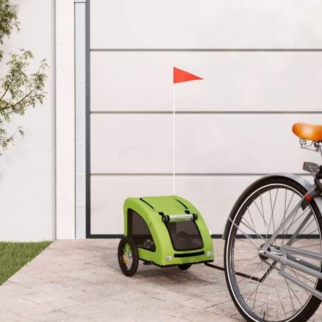 vidaXL Remolque de bicicleta mascotas hierro tela Oxford verde
