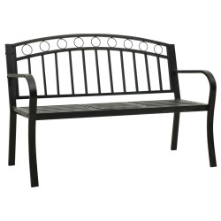 vidaXL Banco de jardín con mesa acero negro 125 cm