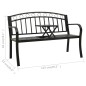 vidaXL Banco de jardín con mesa acero negro 125 cm vidaXL Banco de jardín con mesa acero negro 125 cm